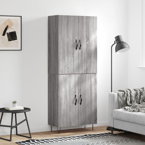 vidaXL Vysoká skrinka sivý dub sonoma 69,5x34x180 cm spracované drevo
