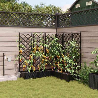 vidaXL Záhradný kvetináč 5 pcs Čierny 120 x 120 x 126 cm Plast