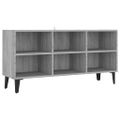 vidaXL TV stolík s kovovými nohami sivý sonoma 103,5x30x50 cm