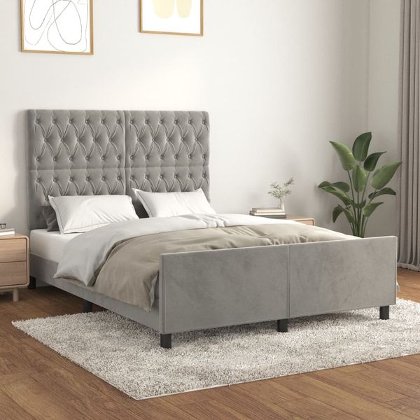 vidaXL Posteľ bez matraca bledosivý 140x190 cm zamat