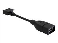 Kábel USB - USB (F) do Micro USB typ B (M) - USB 2.0 OTG - 11 cm - 90° konektor