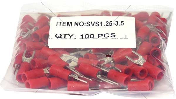 Vidlička kabelová 3,7mm červená (SVS 1,25-3,5), balenie 100ks