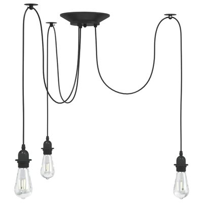 vidaXL Závesná lampa s 3 objímkami E27 čierna kovová