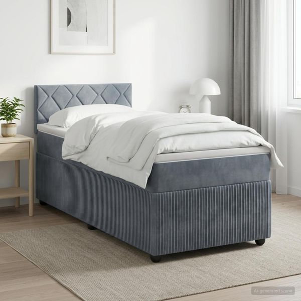 vidaXL Posteľ boxspring s matracom Tmavosivá 80 x 200 cm Zamat