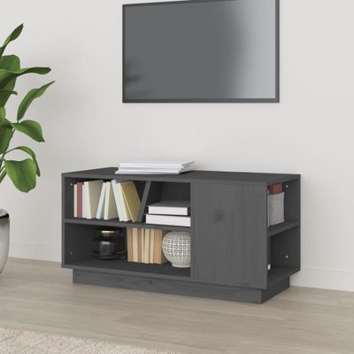 vidaXL TV skrinka sivá 80x35x40,5 cm masívna borovica