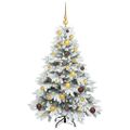 vidaXL Umelý vianočný stromček s 150 LED-i Biela 120 cm PE a PVC