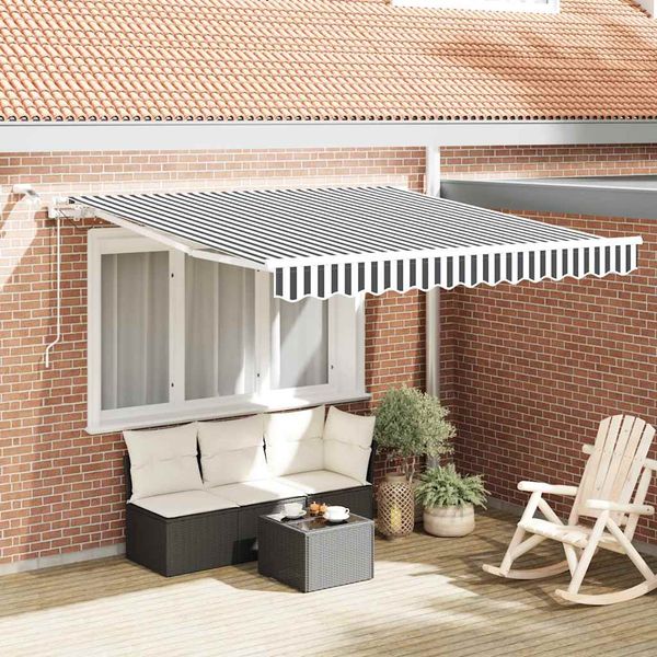 vidaXL Automaticky zaťahovacia markíza LED antracit a biela 300x250 cm