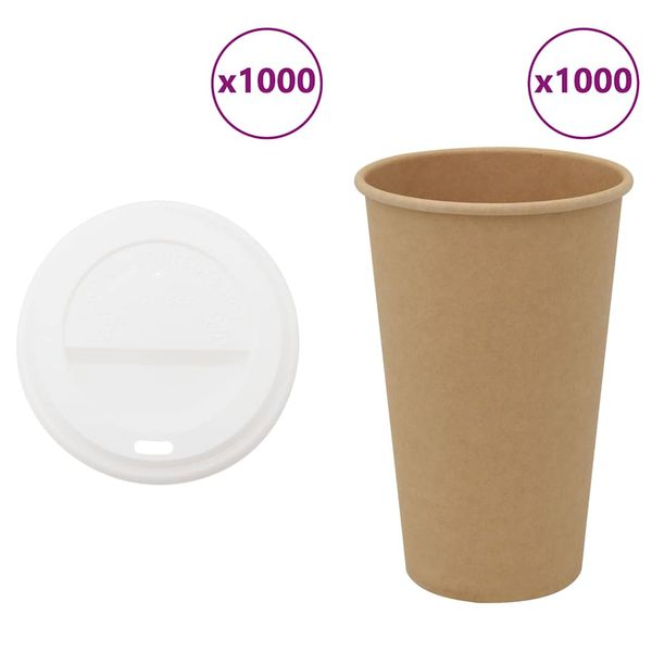 vidaXL papierové šálky na kávu s viečkom 1000 ks 16oz 400ml