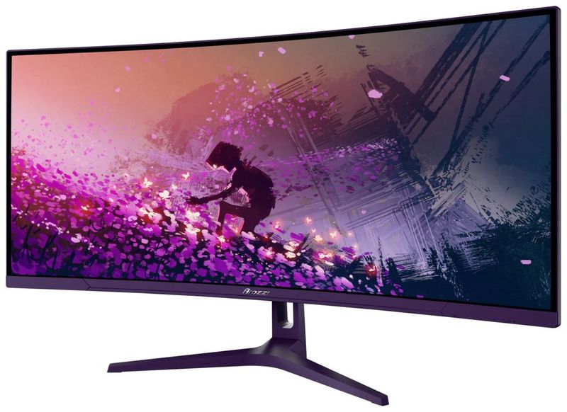 AROZZI NOVA herní monitor 34" 34T2K165 Purple/ LED/ 3440x1440/ 165Hz/ VA/ 4000:1/ 1ms/ 2xHDMI/ 2xDP/ fialový LED monitor, herní, prohnutý, 34", VA, 3440×1440, 21:9, 1ms, 165Hz, 2× HDMI, 2× DisplayPort, repro, fialový, en. tr. F