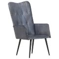vidaXL Kreslo wingback sivé pravá koža