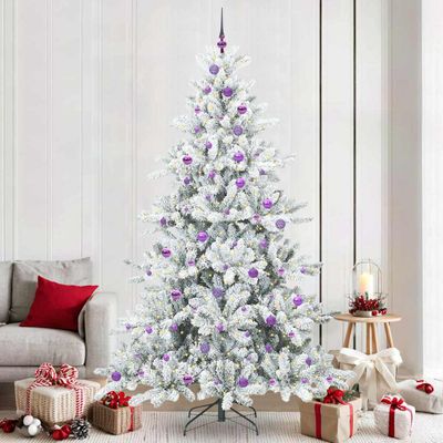 vidaXL Umelý Sklápací Vianočný Stromček Biela 240 cm PVC a oceľ