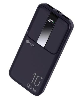 Powerbanka C-tech 10000mAh, Li-Pol, 22,5 W, USB-C/USB-A/micro USB