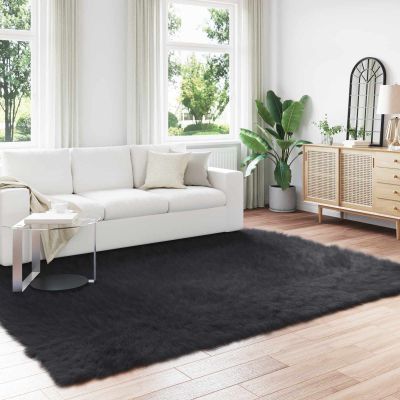 vidaXL Koberec z umelého ovčieho kožucha TAFALLA Čierna 240 x 340 cm