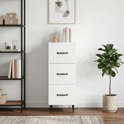 vidaXL Zásuvkový kabinet Biela 33 x 34,5 x 89,5 cm Kompozitné drevo
