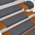 vidaXL Schodové rohože 15 ks 65x21x4 cm tmavošedé s obdĺžnikovým okrajom