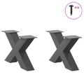 vidaXL Nohy konferenčného stolíka v tvare X, 2 ks, antracitové, 60 x (30-31) cm, oceľ