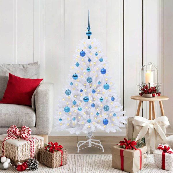 vidaXL Umelý Sklápací Vianočný Stromček Biela 120 cm PVC a oceľ