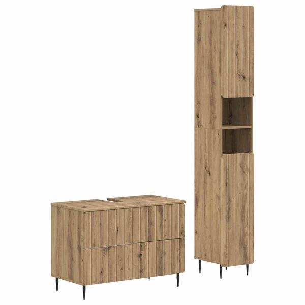 vidaXL Súprava kúpeľňových skríň v 2 kusoch ZWOLLE Dub artisan