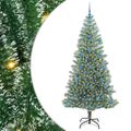 vidaXL Umelý vianočný stromček, snehom obalený, s LED svetlom 210 cm
