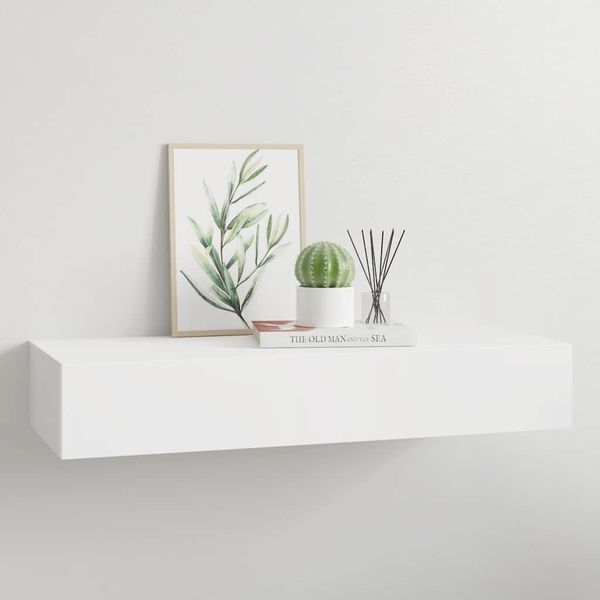 vidaXL Nástenná zásuvková polica biela 60x23,5x10 cm MDF