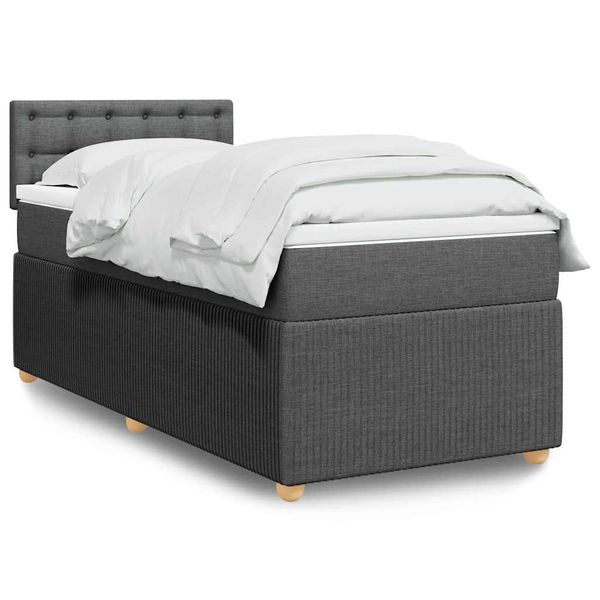 vidaXL Posteľný rám boxsping s matracom tmavosivý 80x200 cm látka