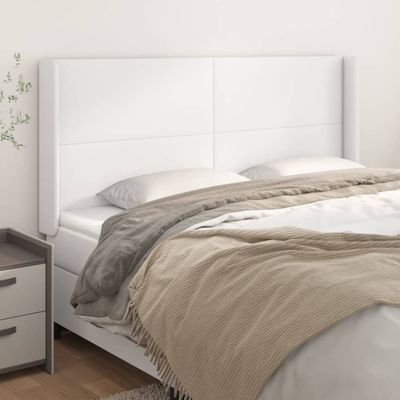 vidaXL Čelo postele so záhybmi biely 163x16x118/128 cm umelá koža