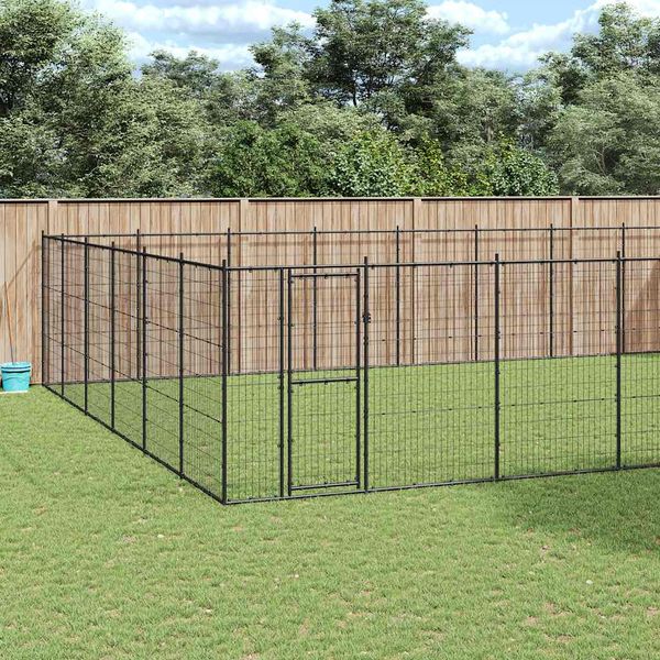 vidaXL Vonkajšia voliéra pre psov oceľová 65,34 m²