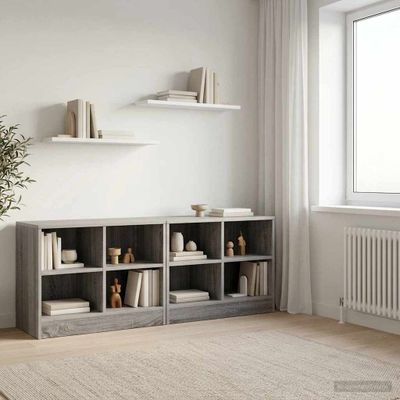 vidaXL Skriňa pod posteľ s poličkou 2 pcs Sivý Sonoma 66 x 33 x 48 cm
