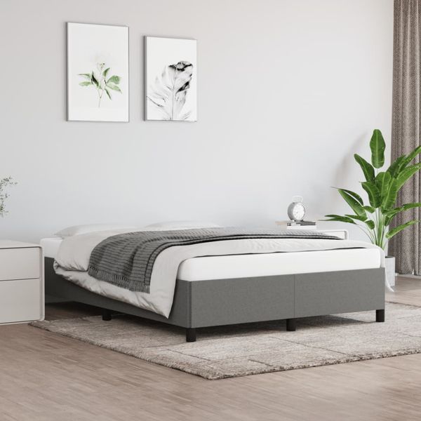 vidaXL Posteľ bez matraca tmavosivá 140x200 cm látka