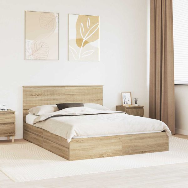 vidaXL Úložná posteľ Sonoma dub 150 x 200 cm Kompozitné drevo