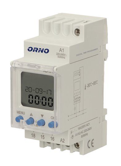 Elektronický časový spínač na DIN lištu ORNO OR-PRE-450 ASTRONOMIC