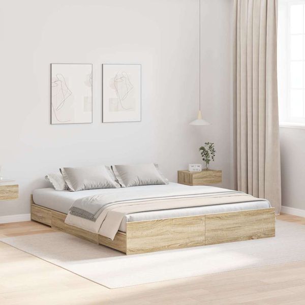 vidaXL Rám postele s úložným prostorem Sonoma dub 140 x 190 cm