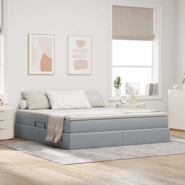 vidaXL Postel s úložným prostorem a matrací Svetlosivá 160 x 200 cm