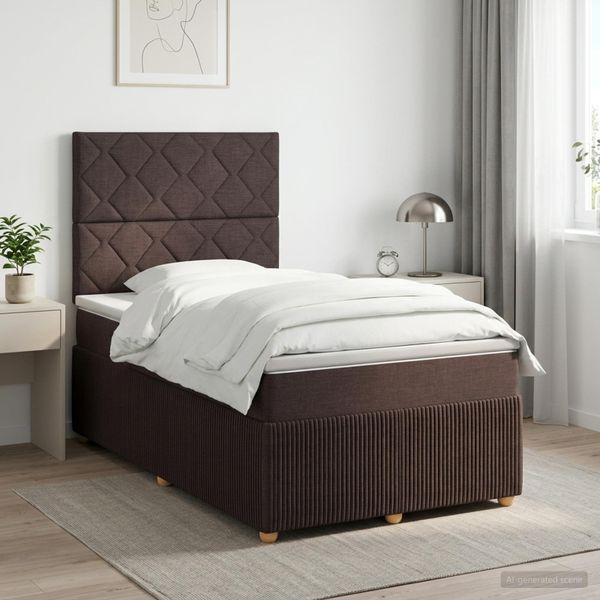 vidaXL Posteľ boxspring s matracom Tmavohnedá 120 x 200 cm Látka