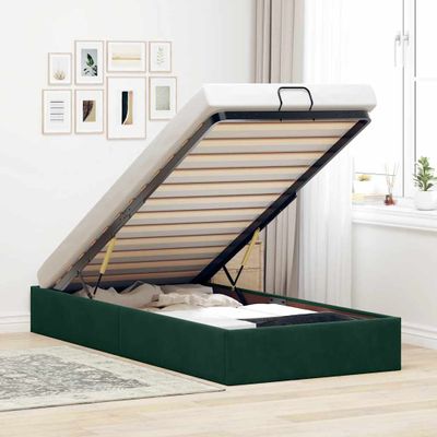 vidaXL Osmanský rám postele bez matraca tmavozelená 100x200 cm zamat