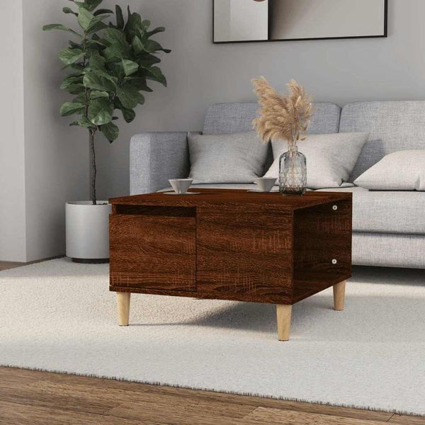 vidaXL Konferenčný stolík hnedý dub 55x55x36,5 cm spracované drevo