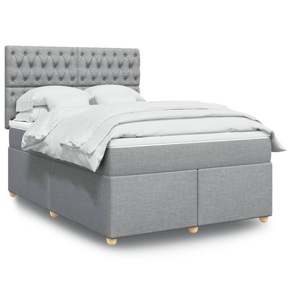 vidaXL Boxspring posteľ s matracom bledosivý 140x190 cm látka