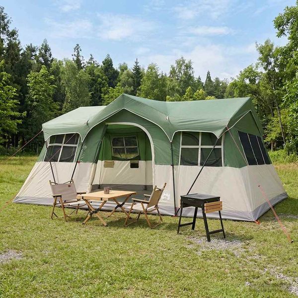 vidaXL Rodinný stan Zelená 487 x 340 x 216 cm Polyester a oceľ