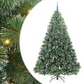 vidaXL Umelý vianočný stromček s 300 LED-i Zelená 210 cm PE a PVC