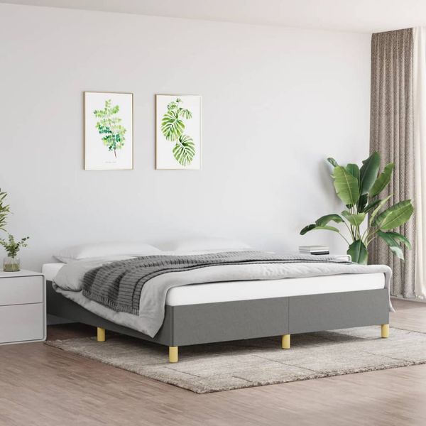 vidaXL Posteľ bez matraca tmavosivá 180x200 cm látka