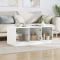 vidaXL Konferenčný stolík so sklenenými dvierkami biely 102x50x42 cm