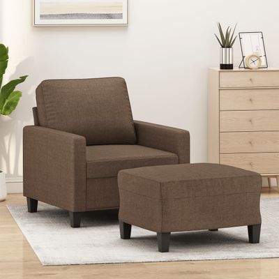 vidaXL Kreslo s podnožkou hnedé 60 cm látkové