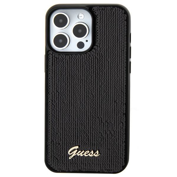 Guess Cover for iPhone 15 6.1" GUHCP15SPSFDGSK Black HC Sequin Script Metal