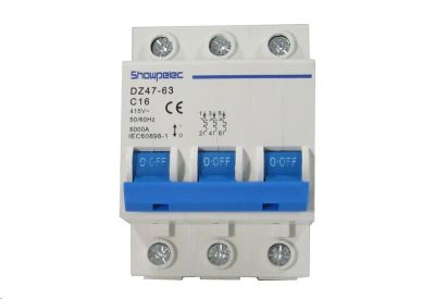 Jistič Showpelec DZ47-63 C16 400V/16A/C 3-fázový na DIN lištu