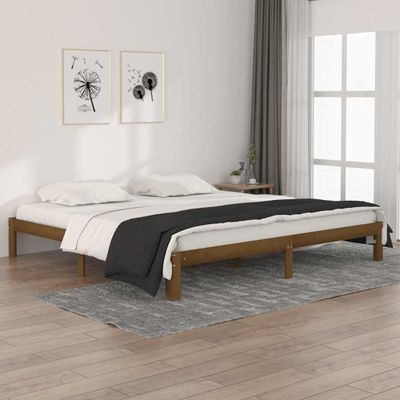 vidaXL Posteľný rám medovohnedý masívna borovica 200x200 cm
