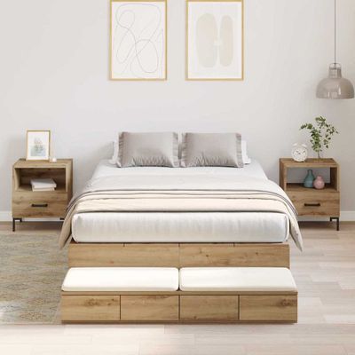 vidaXL Rám postele s úložným prostorem s dverami Remeselný dub 120 cm