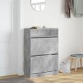 vidaXL Botník s 2 výklopnými zásuvkami betónový sivý 80x34x116 cm