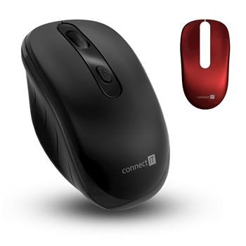 CONNECT IT LONG LIFE bezdrôtová optická tichá myš, (+ 2x AA batéria zdarma), čierny kryt vymeniteľný, ČIERNÁ