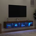 vidaXL TV skrinky s LED svetlami 2 ks hnedý dub 80x30x30 cm