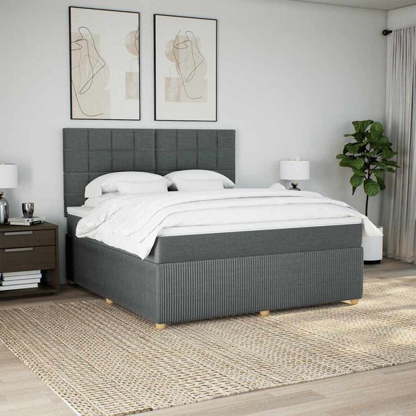 vidaXL Boxspring posteľ s matracom tmavosivá 180x200 cm látka